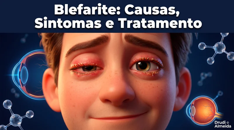 Capa ilustrativa do artigo "Blefarite: Sintomas, Avaliação e Cuidado da Margem Palpebral" sobre saúde ocular no blog da Drudi e Almeida Oftalmologia.