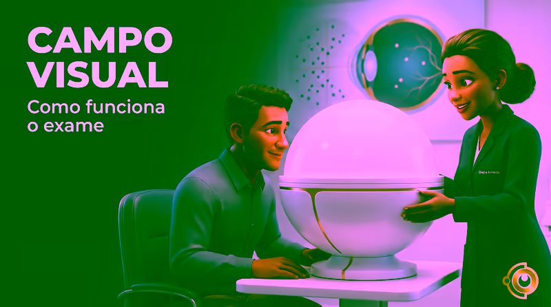 Capa ilustrativa do artigo "Campo visual (perimetria): como funciona o exame" sobre glaucoma no blog da Drudi e Almeida Oftalmologia.