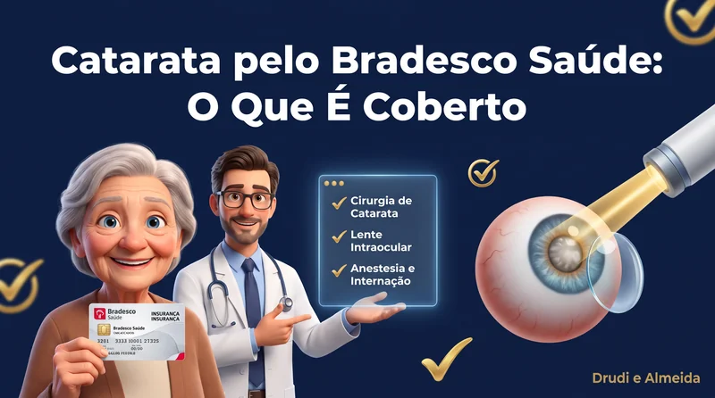 Capa ilustrativa do artigo "Cirurgia de Catarata pelo Bradesco Saúde: Cobertura, Lentes e Como Agendar em SP" sobre catarata no blog da Drudi e Almeida Oftalmologia.