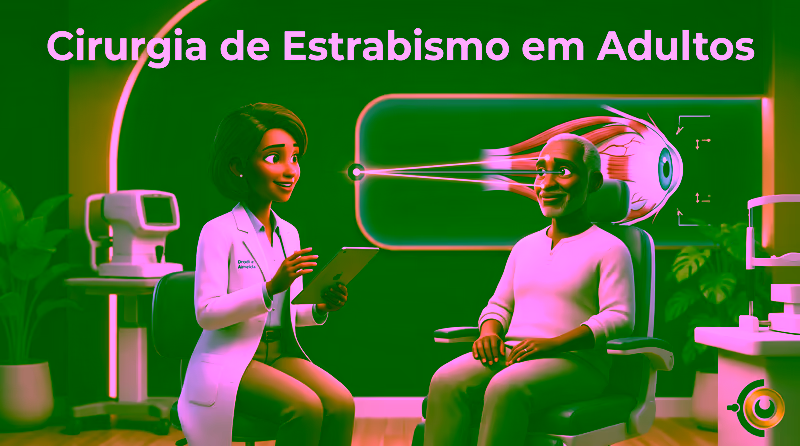 Capa ilustrativa do artigo "Cirurgia de Estrabismo em Adultos: Avaliação e Decisão" sobre estrabismo no blog da Drudi e Almeida Oftalmologia.