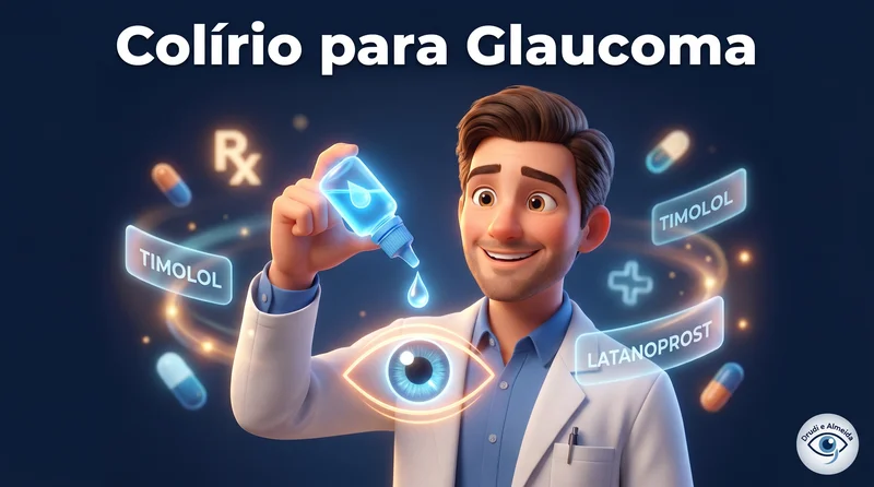 Colírio sendo aplicado no olho para tratamento do glaucoma