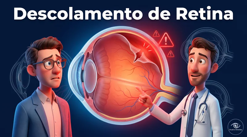 Retina descolada vista em exame de fundo de olho