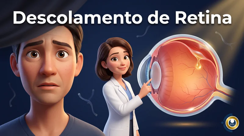 Capa ilustrativa do artigo "Descolamento de Retina: Sinais, Riscos e Tratamento" sobre retina no blog da Drudi e Almeida Oftalmologia.