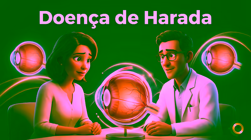 Capa ilustrativa do artigo "Doença de Harada: Sinais, Avaliação e Acompanhamento" sobre saúde ocular no blog da Drudi e Almeida Oftalmologia.