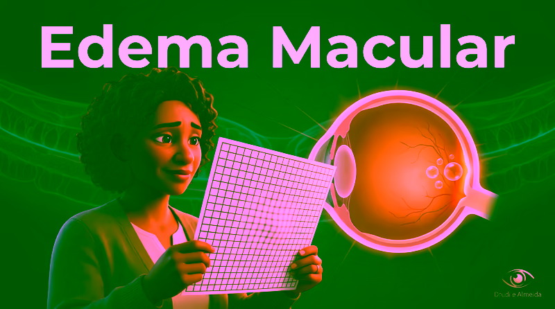 Capa ilustrativa do artigo "Edema Macular: Causas, Avaliação e Próximos Passos" sobre retina no blog da Drudi e Almeida Oftalmologia.