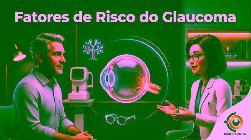 Capa ilustrativa do artigo "Fatores de risco para glaucoma: quem deve antecipar a avaliação?" sobre glaucoma no blog da Drudi e Almeida Oftalmologia.