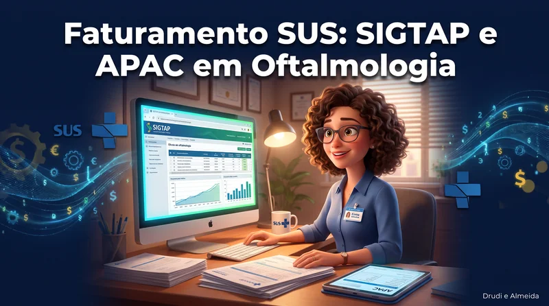 Capa ilustrativa do artigo "SIGTAP e APAC em Oftalmologia: Como Consultar" sobre saúde ocular no blog da Drudi e Almeida Oftalmologia.