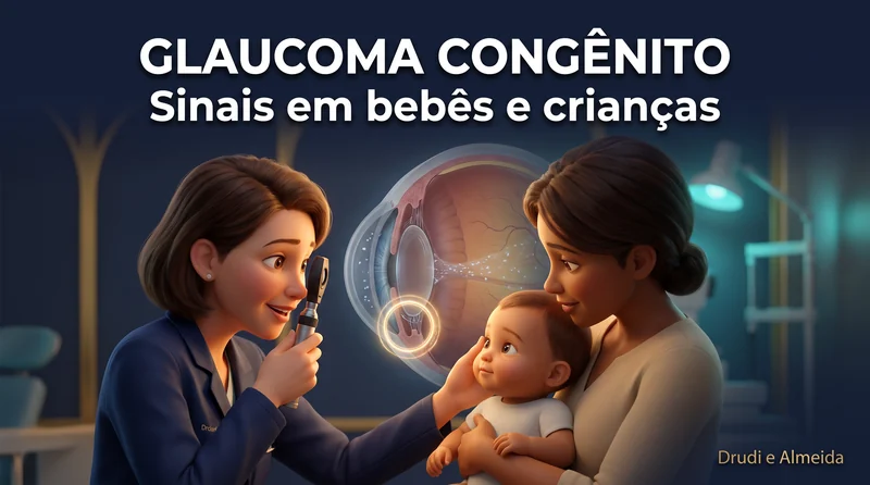 Capa ilustrativa do artigo "Glaucoma Congênito: Sinais, Diagnóstico" sobre glaucoma no blog da Drudi e Almeida Oftalmologia.