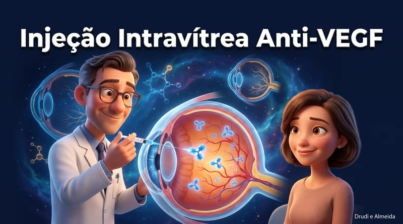 Capa ilustrativa do artigo "Injeção Intravítrea Anti-VEGF: Como Funciona, Medicamentos e Cobertura por Convênio em SP" sobre retina no blog da Drudi e Almeida Oftalmologia.