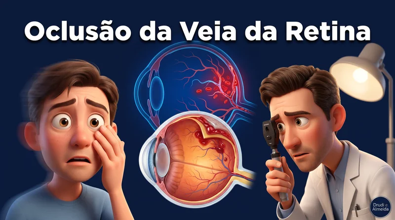 Capa ilustrativa do artigo "Trombose ocular: o que é a oclusão venosa da retina, quando é urgência e como é tratada hoje" sobre retina no blog da Drudi e Almeida Oftalmologia.