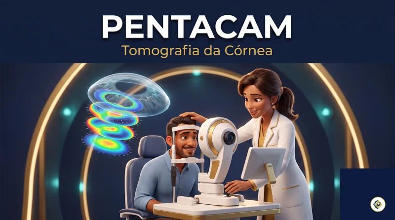 Capa ilustrativa do artigo "Pentacam: como a tomografia da córnea orienta a avaliação" sobre córnea no blog da Drudi e Almeida Oftalmologia.