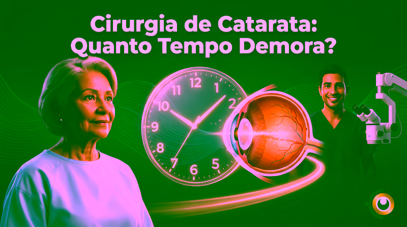 Capa ilustrativa do artigo "Cirurgia de Catarata: Quanto Tempo Demora?" sobre catarata no blog da Drudi e Almeida Oftalmologia.