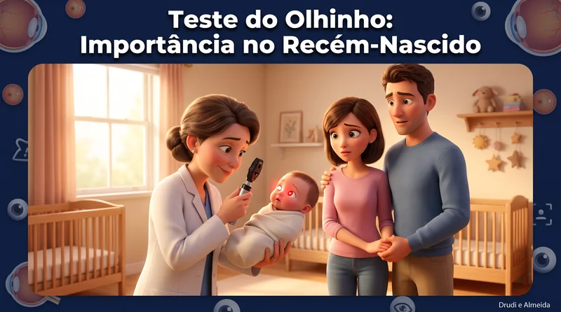Capa ilustrativa do artigo "Teste do Olhinho: O que Avalia e Quando Buscar Ajuda" sobre saúde ocular no blog da Drudi e Almeida Oftalmologia.