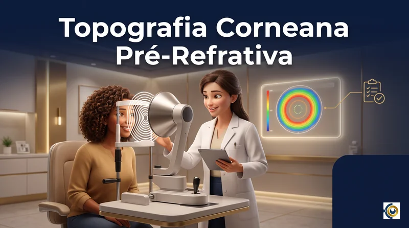 Capa ilustrativa do artigo "Topografia Corneana Pré-Refrativa: O Que Avalia" sobre cirurgia refrativa no blog da Drudi e Almeida Oftalmologia.