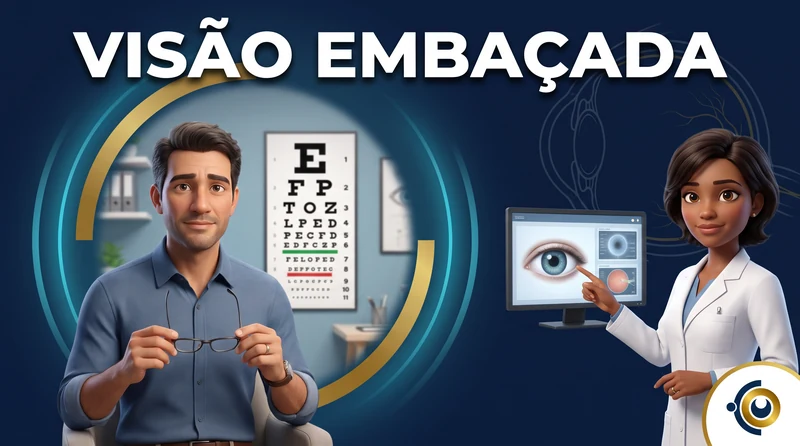 Capa ilustrativa do artigo "Visão Embaçada: Sinais de Alerta e Quando Procurar o Oftalmologista" sobre saúde ocular no blog da Drudi e Almeida Oftalmologia.