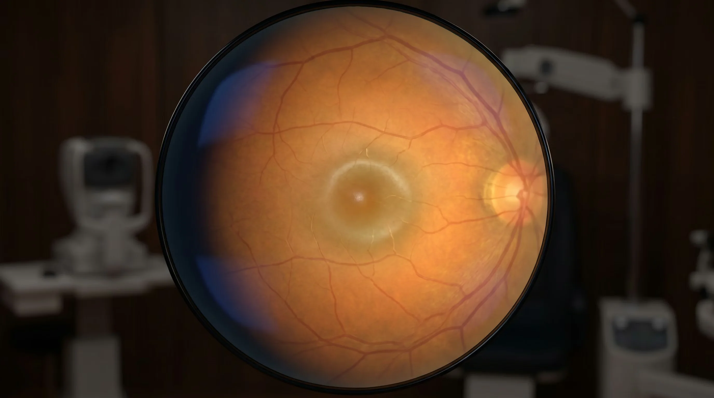 Capa ilustrativa do artigo "Coriorretinopatia Serosa Central: Causas, Sintomas e Tratamento Baseado em Evidências" sobre retina no blog da Drudi e Almeida Oftalmologia.