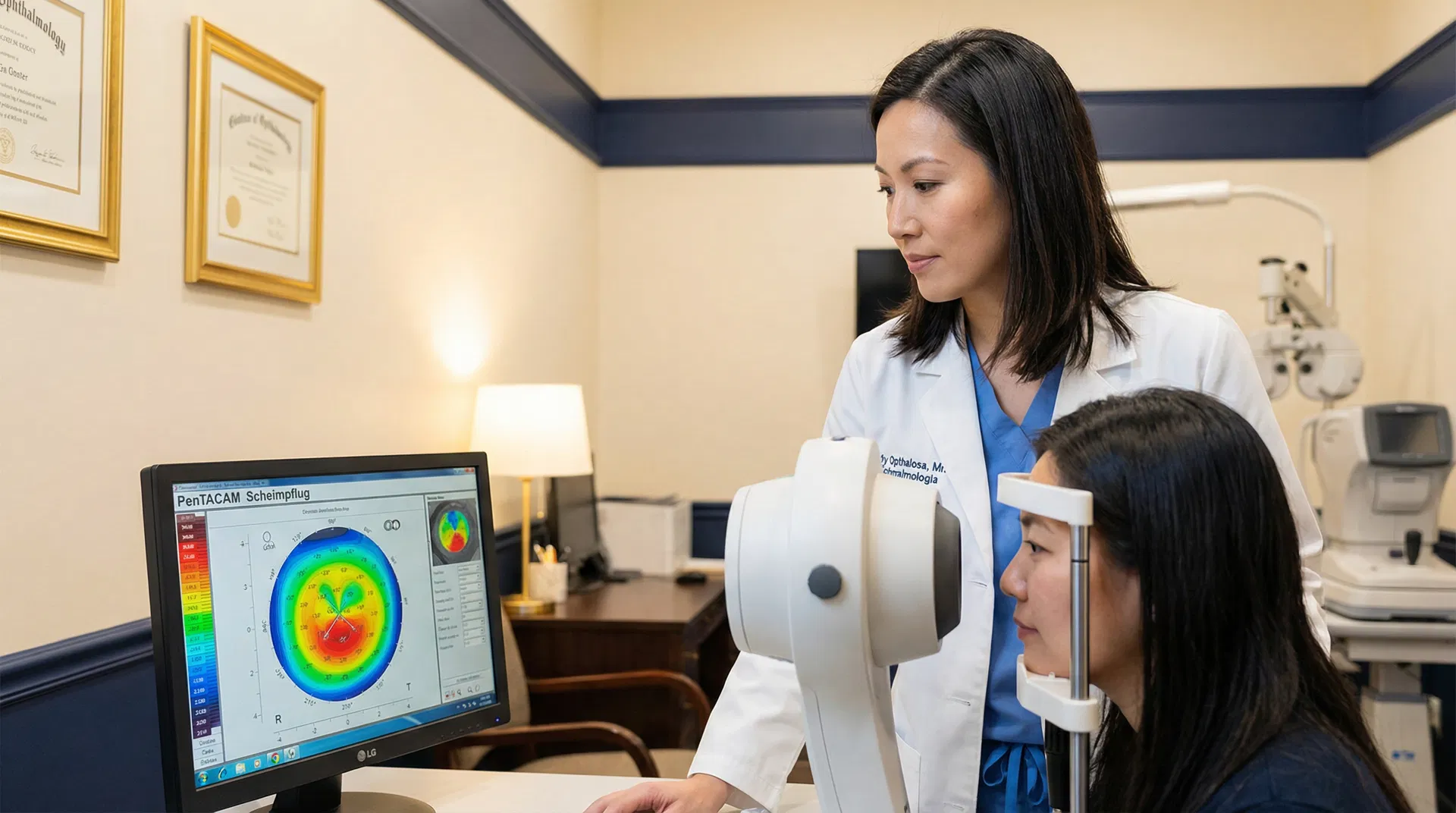 Exame de Pentacam para diagnóstico de ceratocone