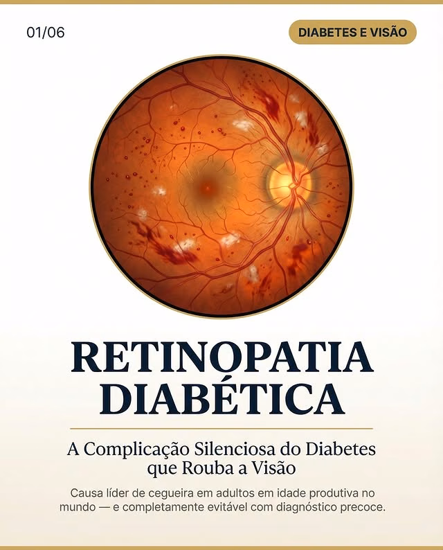 Carrossel: 🩸 Retinopatia Diabética: a complicação silenciosa que rouba a visão por dentro