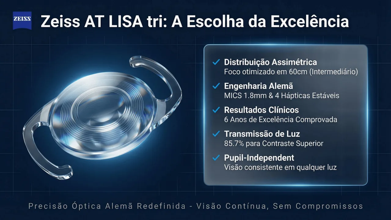 Especificações técnicas da AT LISA: faixa de potência +0,0 a +32,0 D.