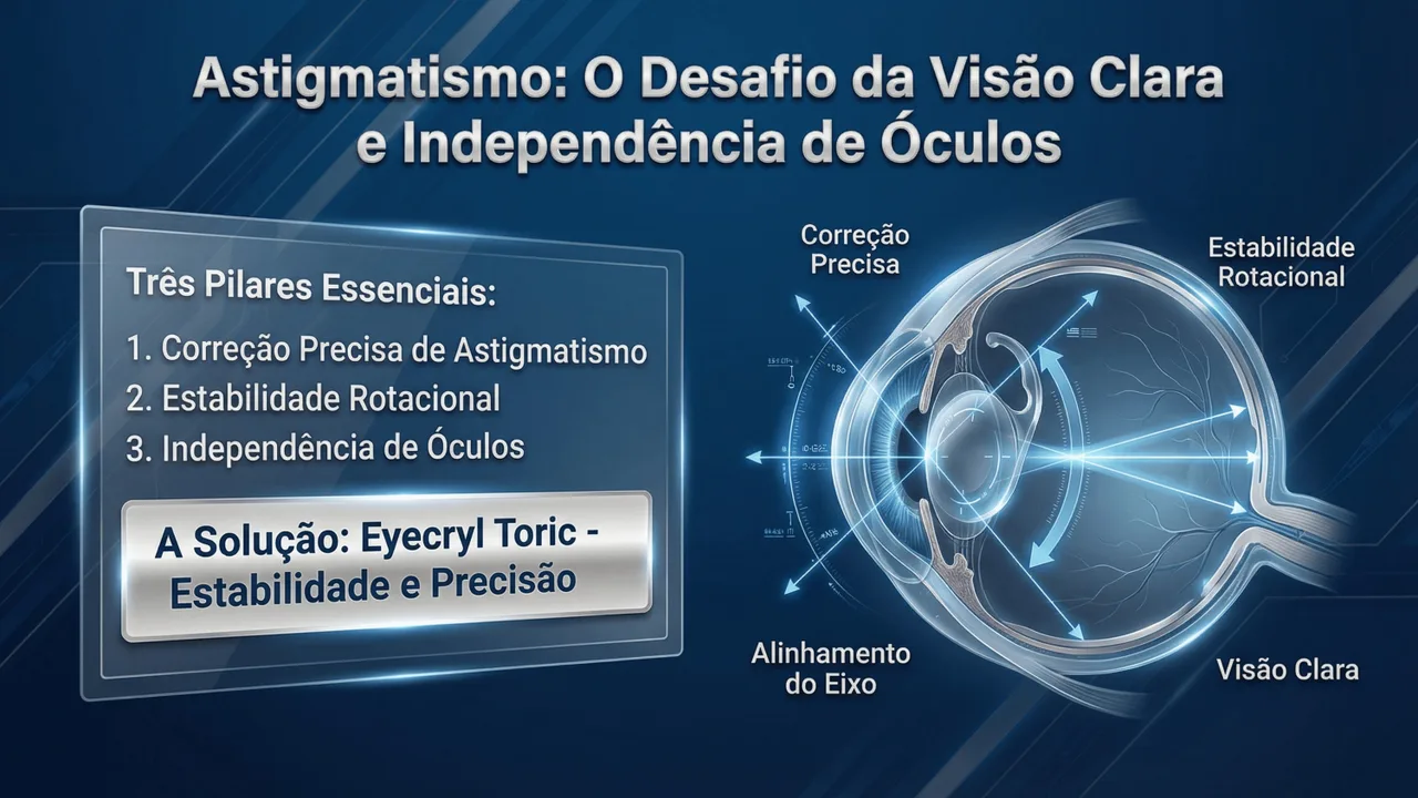 Tecnologia da Eyecryl Toric: design tórico para correção precisa do astigmatismo com alta biocompatibilidade.
