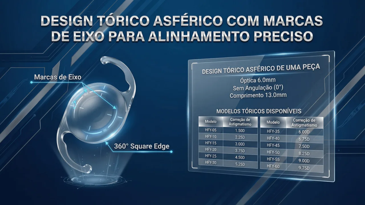 Resultados clínicos da Eyecryl Toric: boa correção do astigmatismo com estabilidade rotacional adequada.