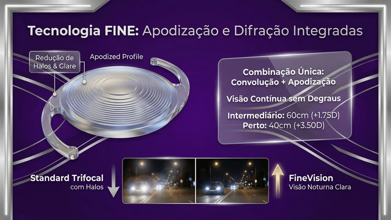 Resultados clínicos da Finevision HP: excelente qualidade de visão em todas as distâncias com alta tolerância a erros refrativos.