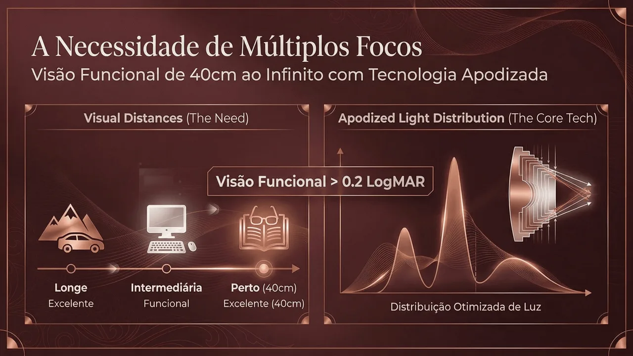 Tecnologia da Full Range: múltiplos focos com alta eficiência luminosa para visão contínua.