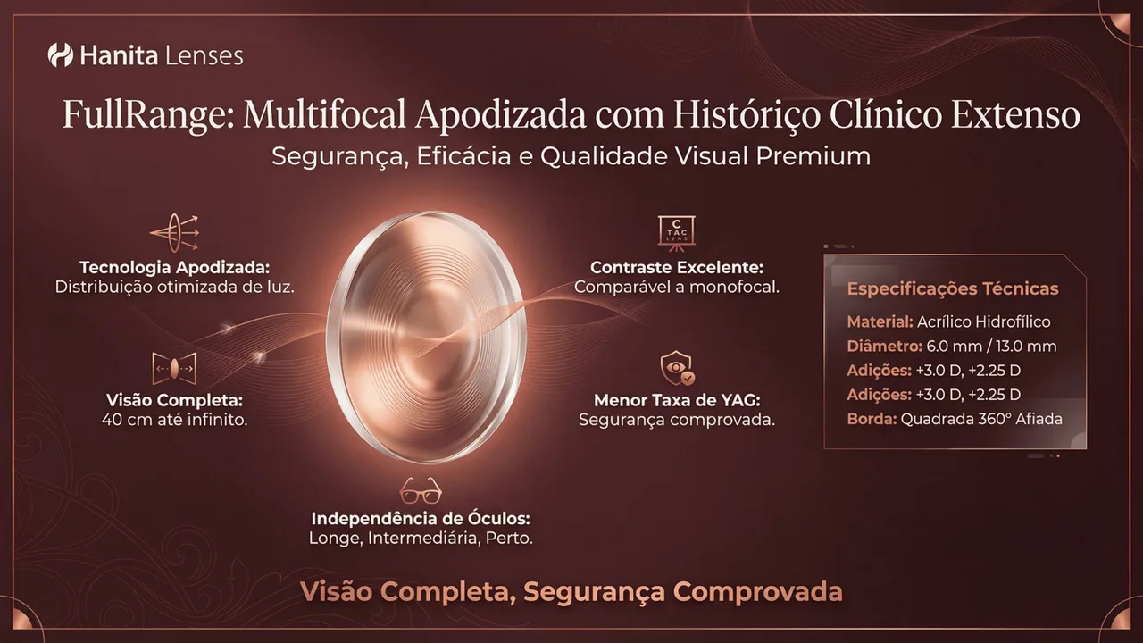 Especificações técnicas da Full Range: faixa de potência +10,0 a +30,0 D.