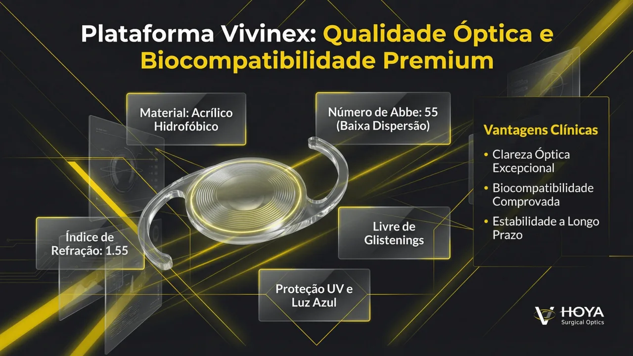 Design óptico da Gemetrics: material Vivinex® de alta clareza com design de 1 peça para alta estabilidade.