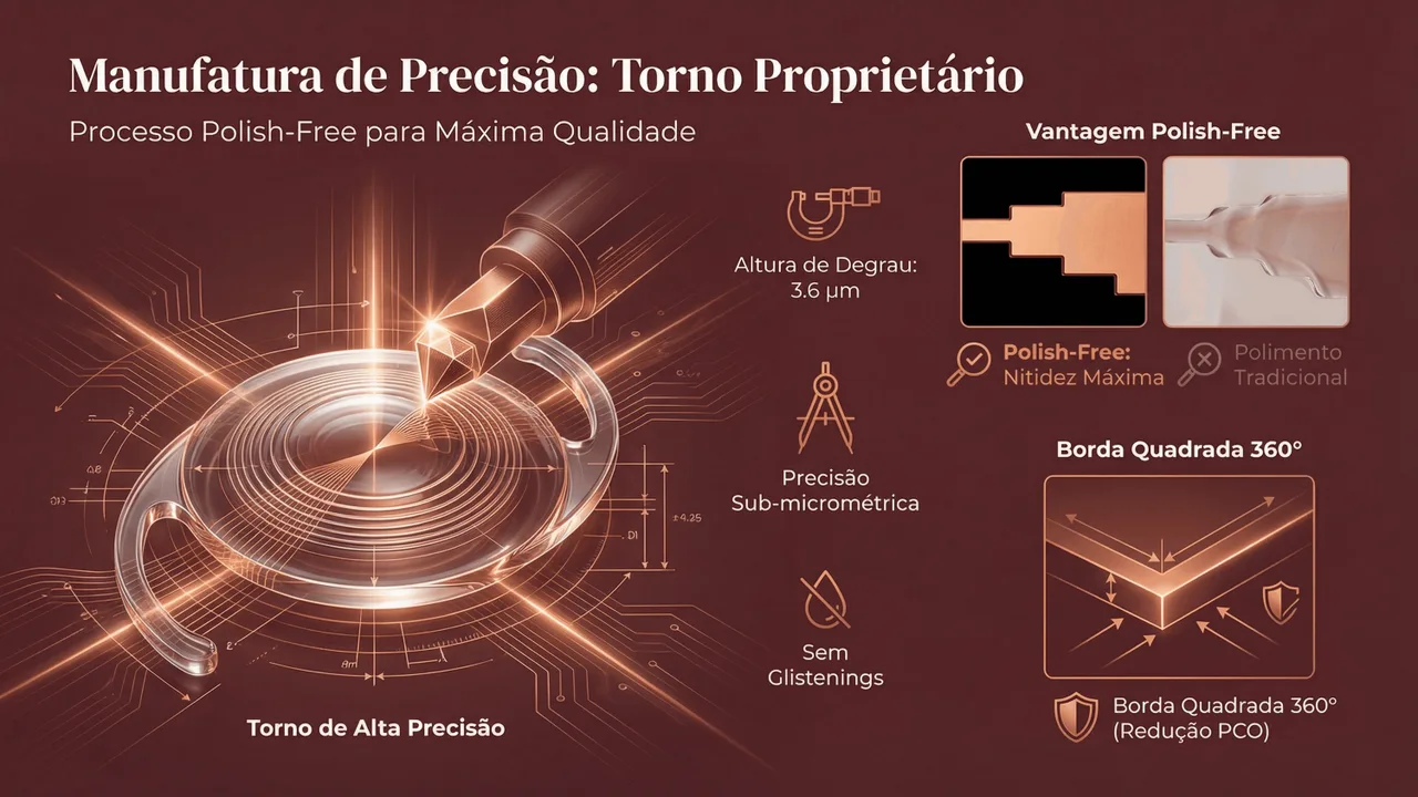 Especificações técnicas da Liberty: faixa de potência +10,0 a +30,0 D.
