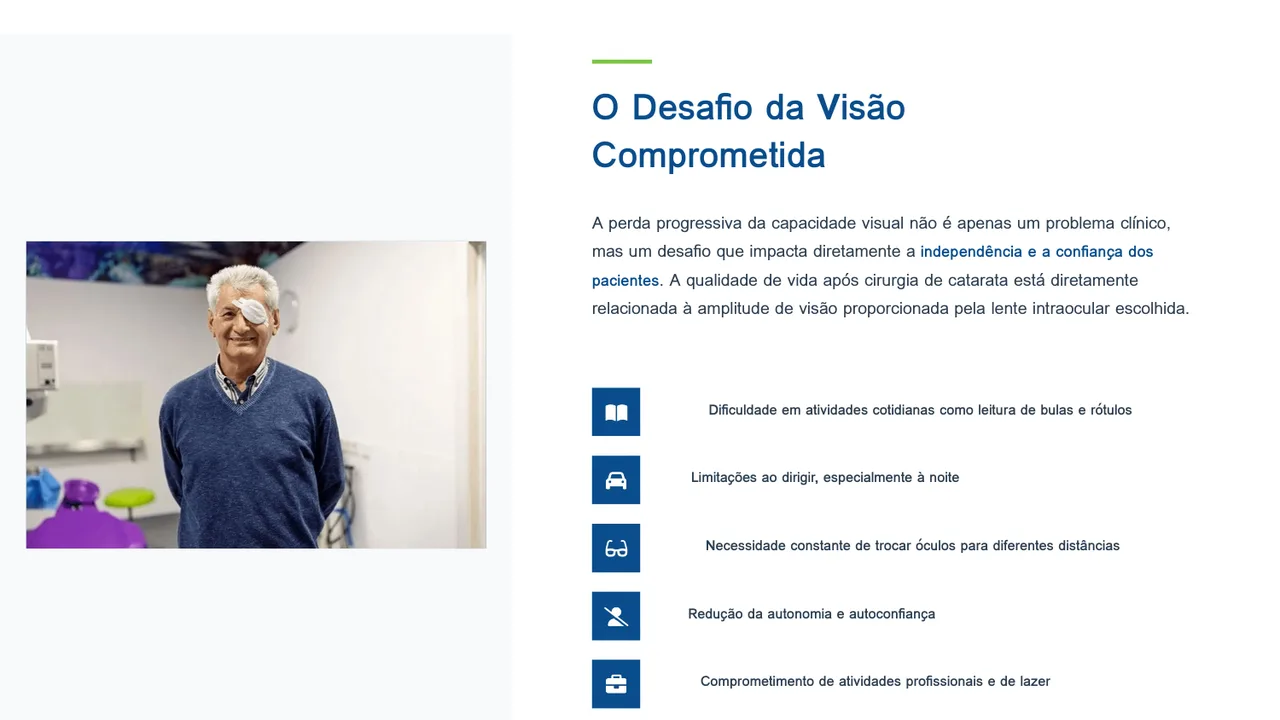 O desafio da visão comprometida: como a catarata impacta a independência e a qualidade de vida dos pacientes.
