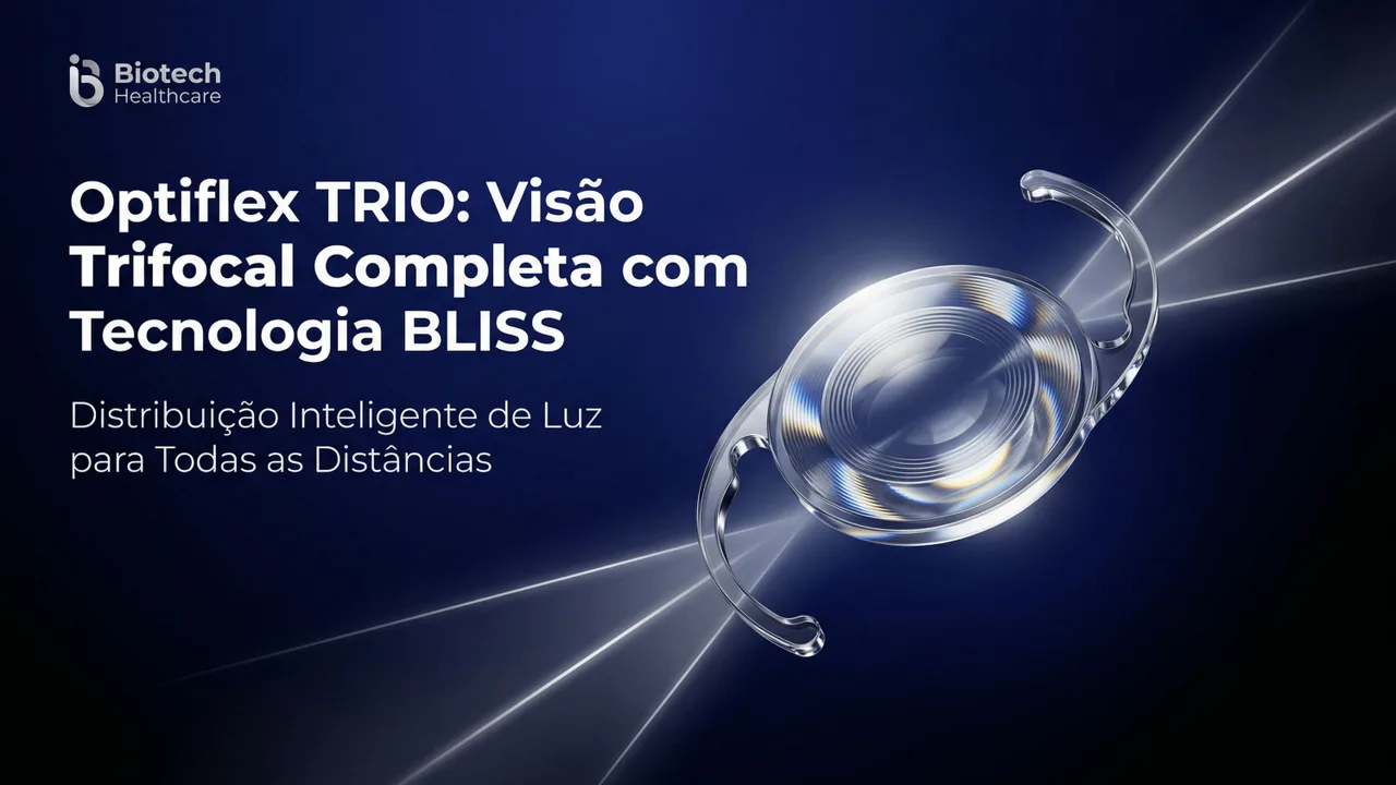 Optiflex TRIO — Lente Trifocal da Biotech com tecnologia BLISS para visão trifocal completa com mínima difotopsia.