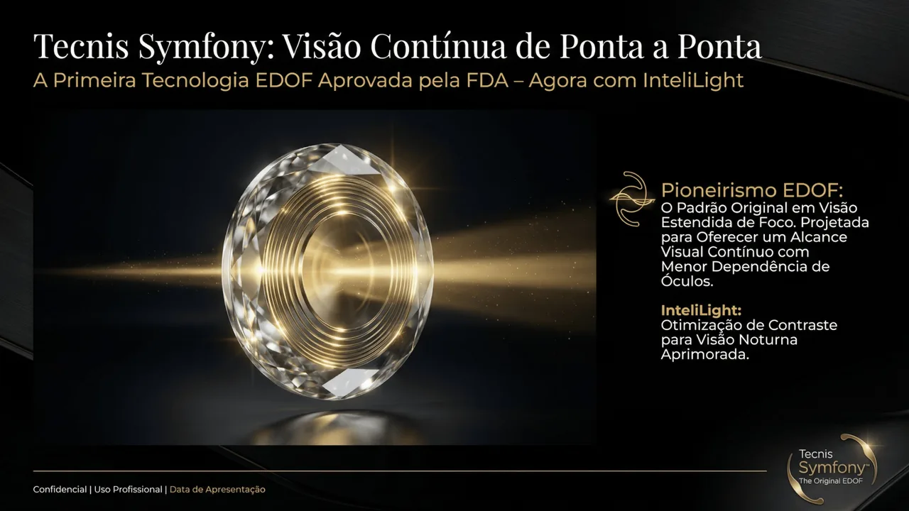 Symfony — Lente EDOF da Johnson & Johnson Vision com tecnologia echelette para profundidade de foco estendida.