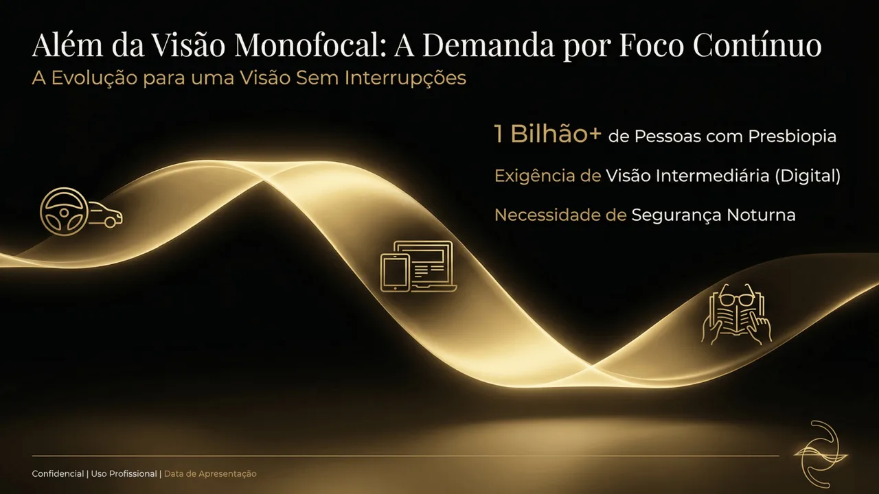 Tecnologia echelette da Symfony: difração especializada para extensão contínua do foco de longe a intermediário.