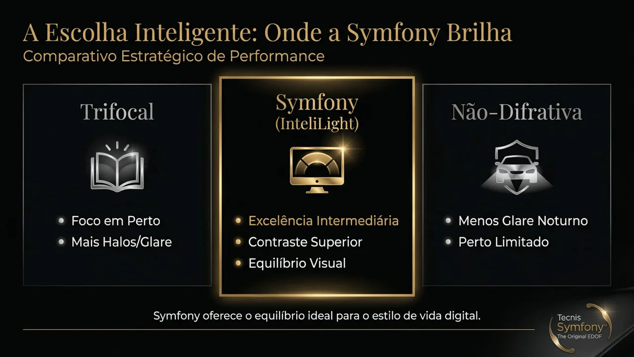 Perfil do paciente ideal para Symfony: motoristas frequentes, pacientes com astigmatismo (versão tórica disponível).