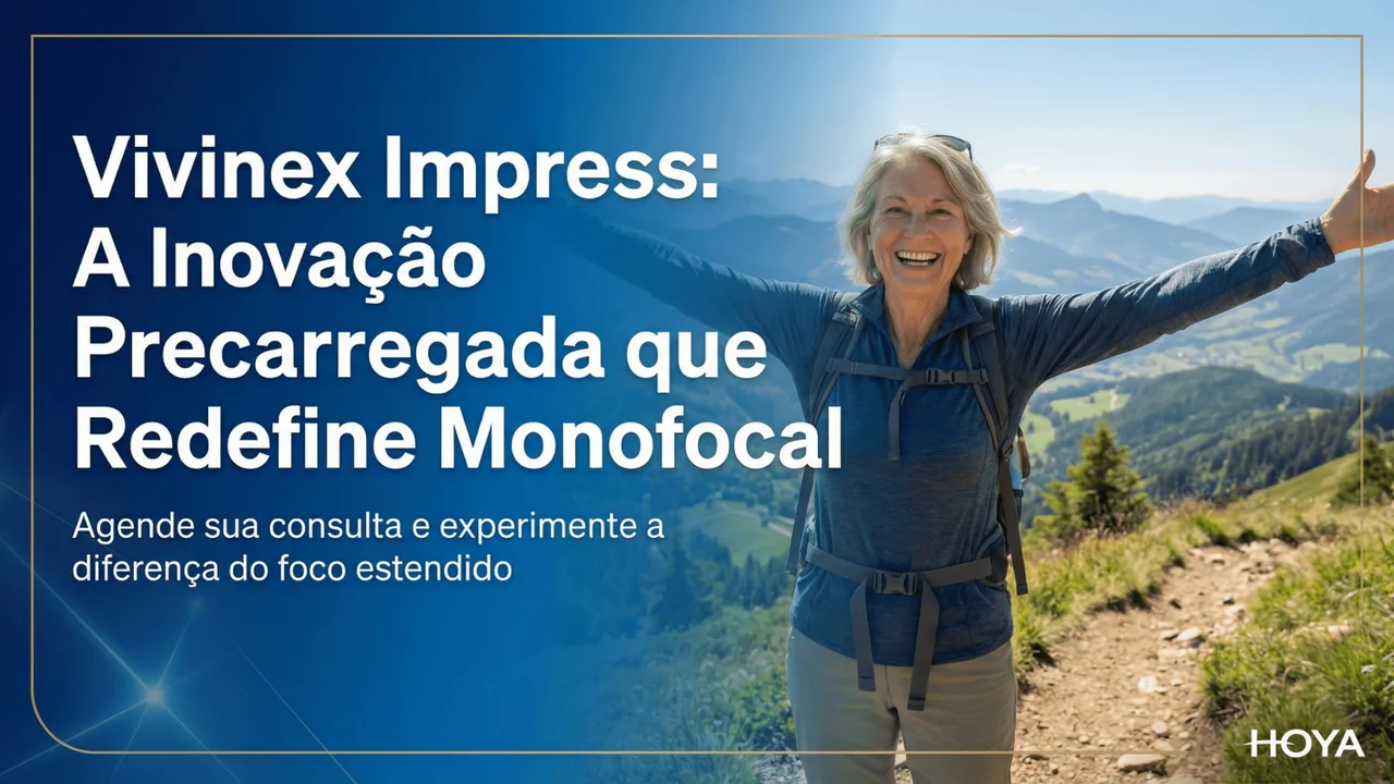 Especificações técnicas da Vivinex Impress: faixa de potência +10,0 a +30,0 D.
