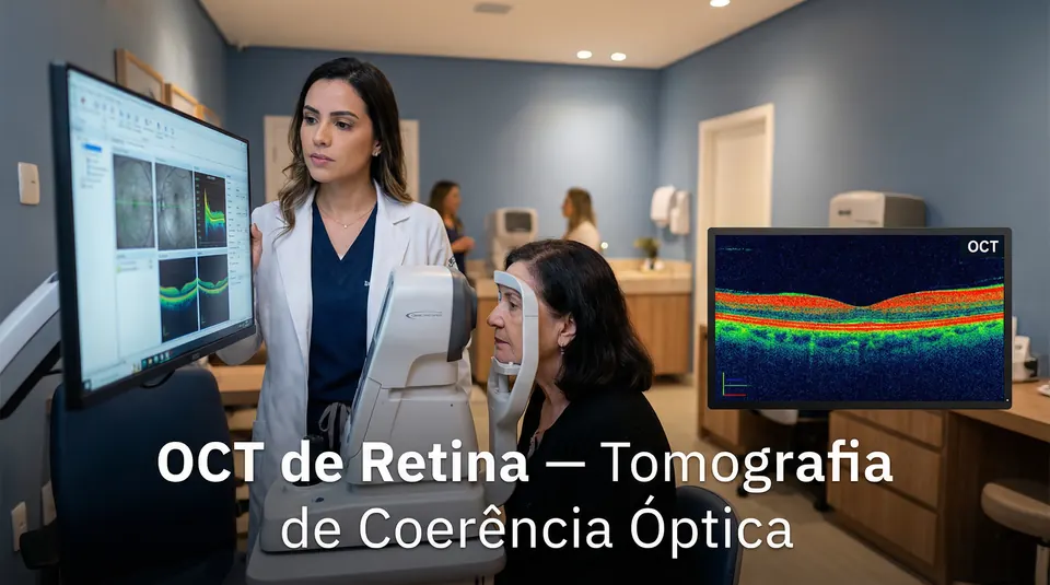 OCT da retina mostrando as camadas retinianas